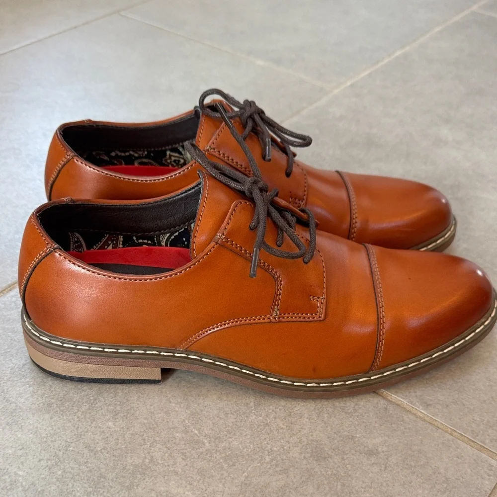 Kids Brown Dress Shoes Lace-Up Oxford